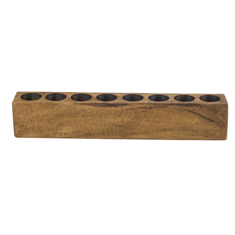 Luxury Living 8-Hole Rustic Wooden Sugar Mold Candle Holder in Pecan Brown
