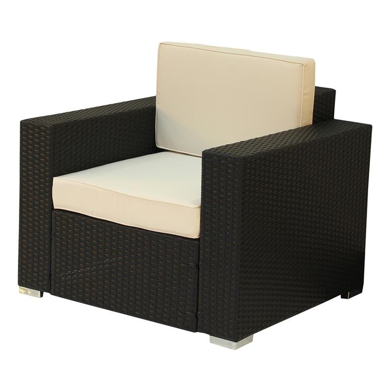 3 Piece Black Wicker Rattan Lounge Set (Square Armrest Feature)