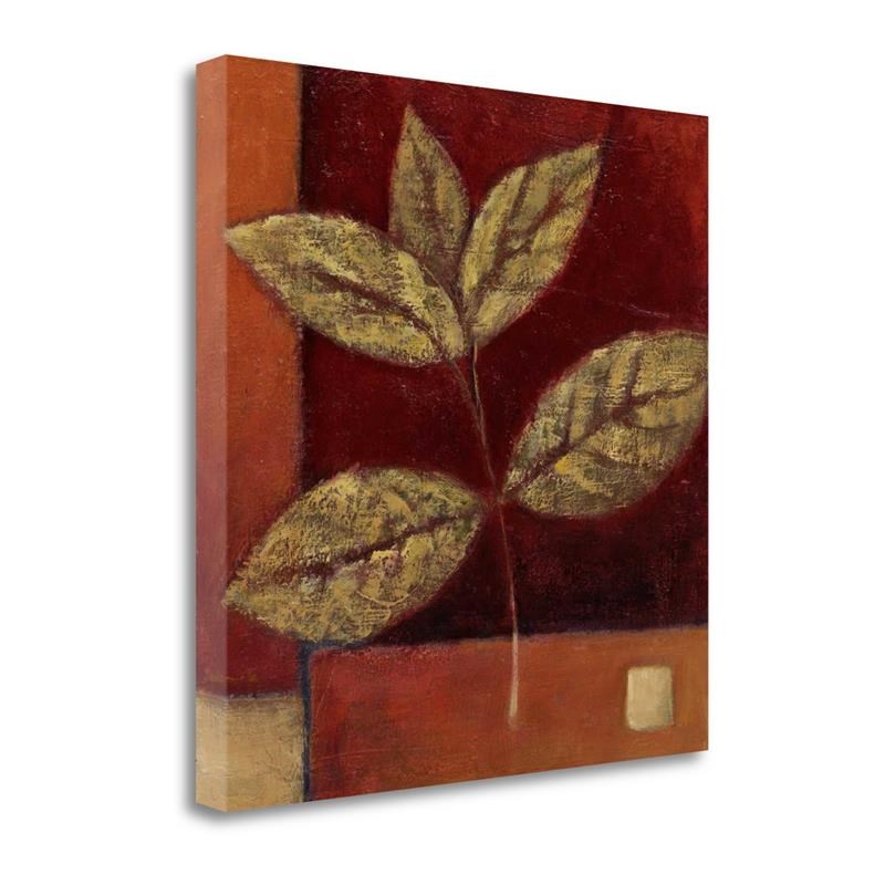 29 x 29 Crimson Leaf Study II by Ursula Salemink-Roos- Canvas Fabric Multi-Color