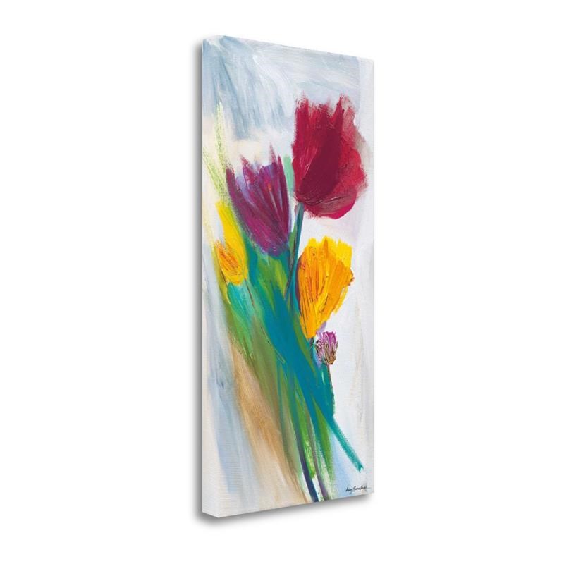 24 x 47 Bright Tulip Bunch II by Karen Lorena Parker - Canvas Fabric Multi-Color
