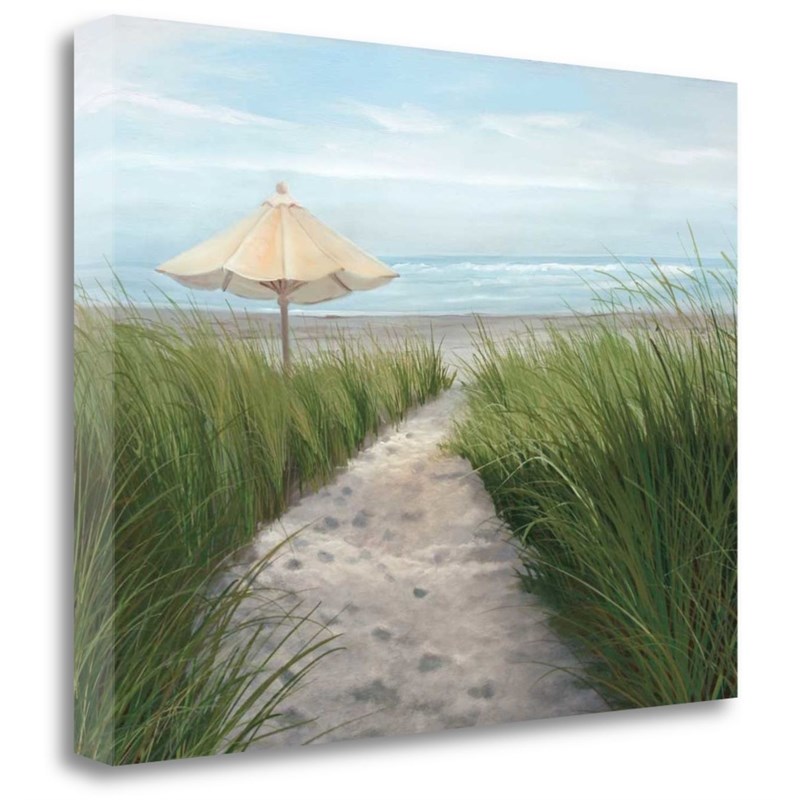23x18 Umbrella On The Beach by Julie Peterson Print on Canvas Fabric Multi-Color