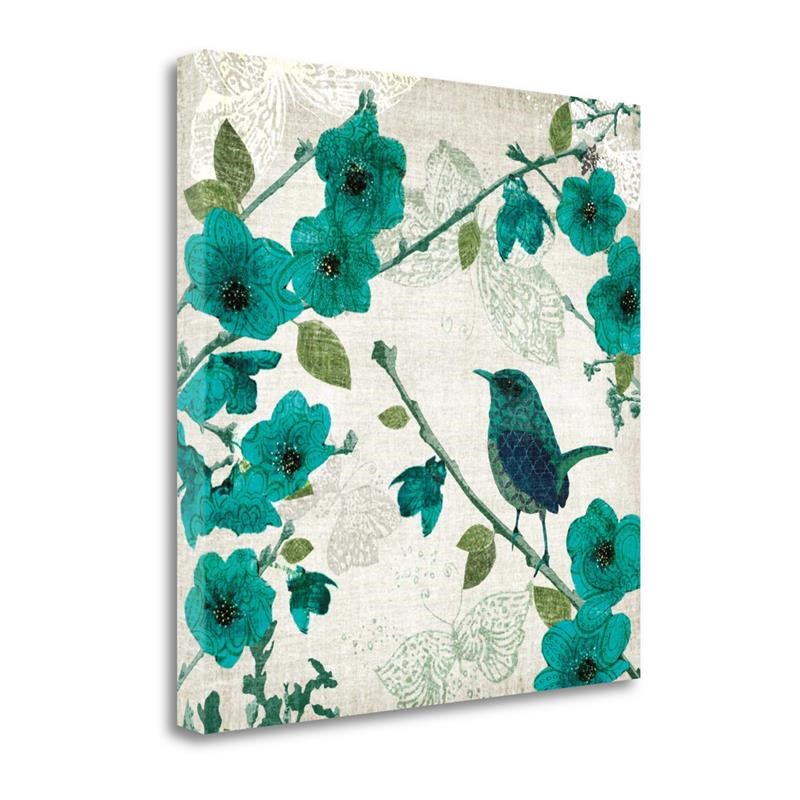 24x24 Birds And Butterflies I By Tandi Venter Print on Canvas Fabric Multi-Color