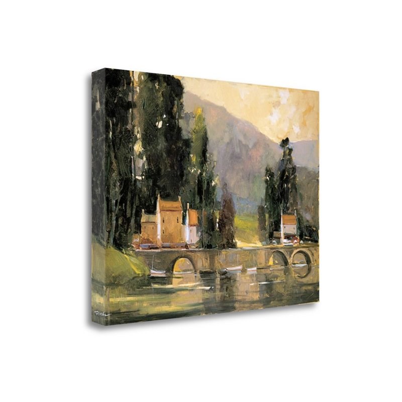 24 x 18 Bridge In The Cottswalds by Ted Goerschner - Multi-Color Canvas Fabric