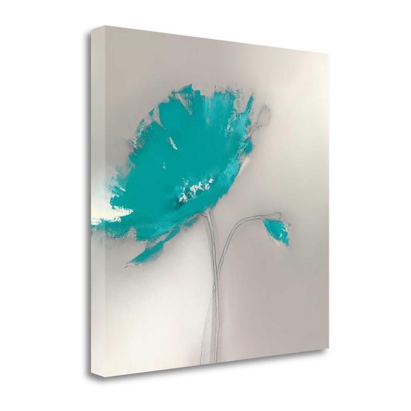 24 x 24 Aqua Platinum Petals I By J.P. Prior Print on Canvas Fabric Multi-Color