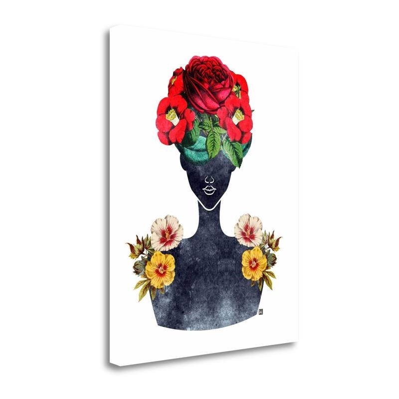 23x29 Flower Crown Silhouette III By Tabitha Brown- on Canvas Fabric Multi-Color