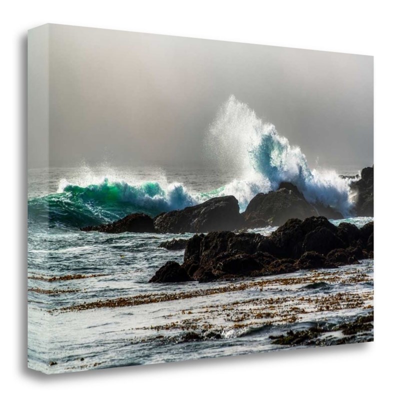24x16 The Wave Long Beach by Vladimir Kostka Print on Canvas Fabric Multi-Color