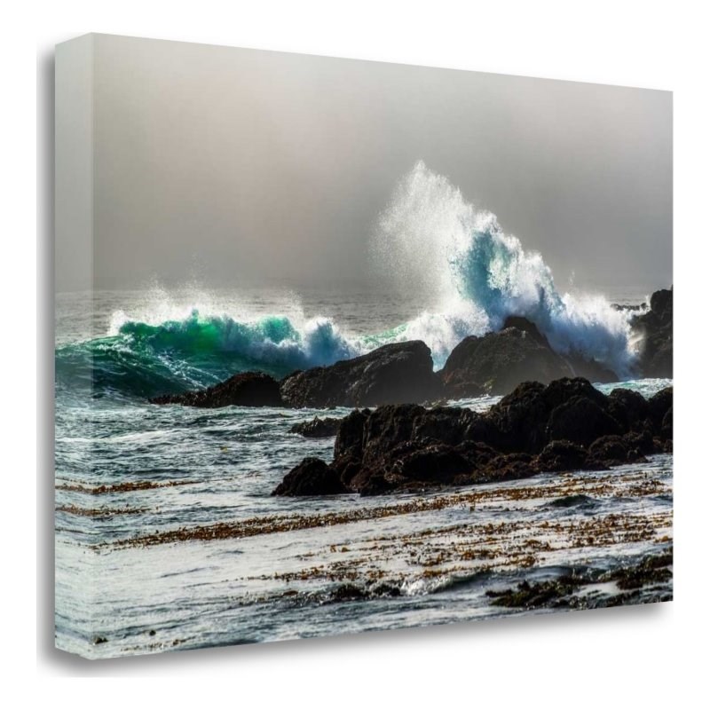24x16 The Wave Long Beach by Vladimir Kostka Print on Canvas Fabric Multi-Color