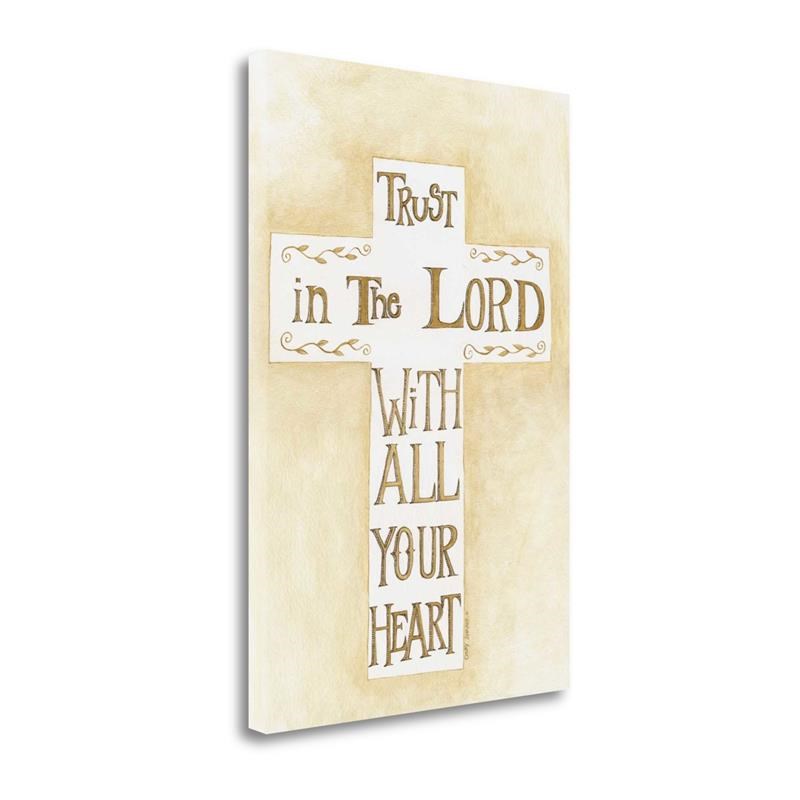 24x34 Trust In The Lord Creme By Cindy Shamp Print on Canvas Fabric Multi-Color