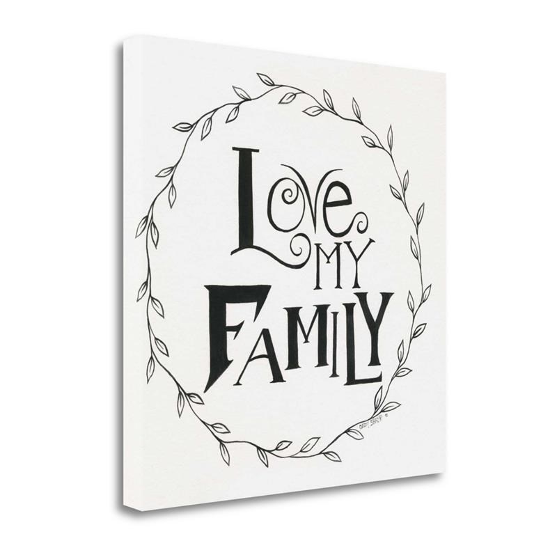26 x 26 Love My Family Wreath By Cindy Shamp Print on Canvas Fabric Multi-Color