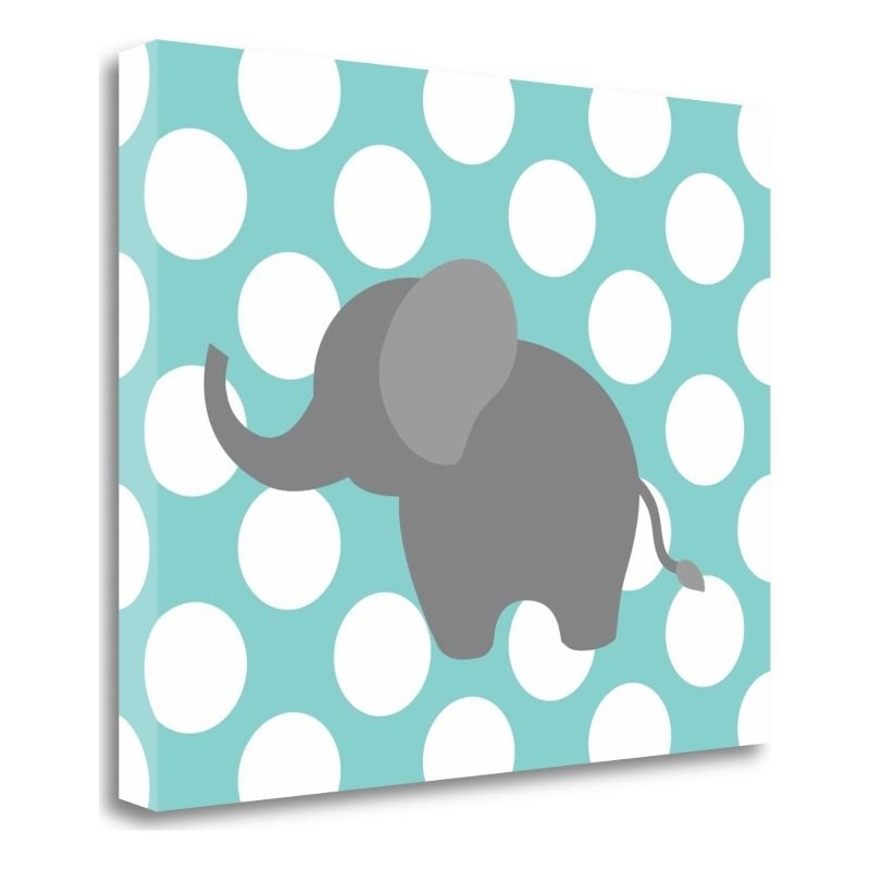 23 x 18 Elephant Polka Dots by Tamara Robinson- PrintOnCanvas Fabric Multi-Color