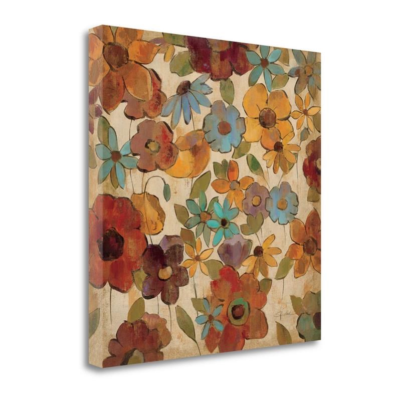 30x30 Floral Sketches III By Silvia Vassileva Print on Canvas Fabric Multi-Color