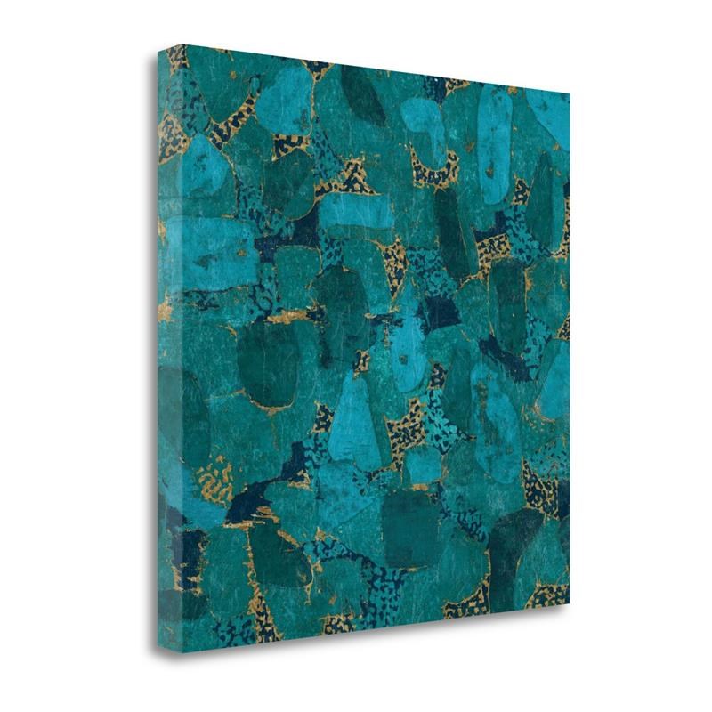 20x20 Gilded Stone Turquoise By Wild Apple Portfolio on CanvasFabric Multi-Color