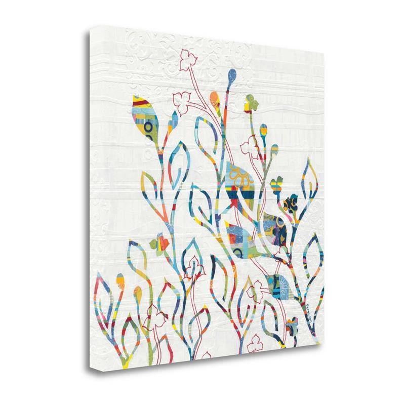 18x18 Rainbow VInes With Flowers By Kathy Ferguson- on Canvas Fabric Multi-Color