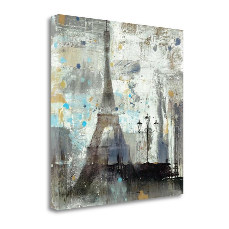 18x18 Eiffel Tower Neutral By Albena Hristova Print on Canvas Fabric Multi-Color