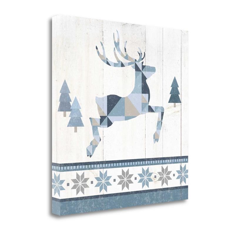 Nordic Geo Lodge Deer III By Wild Apple Portfolio - on Canvas Fabric Multi-Color