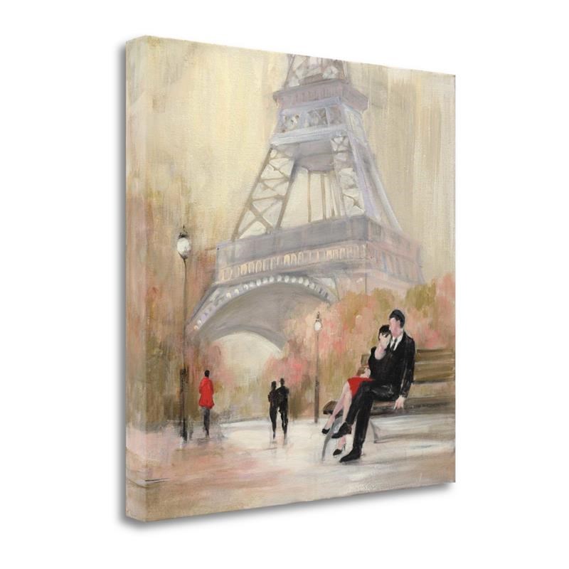 18x18 Romantic Paris I Red Jacket By Julia Purinton on Canvas Fabric Multi-Color