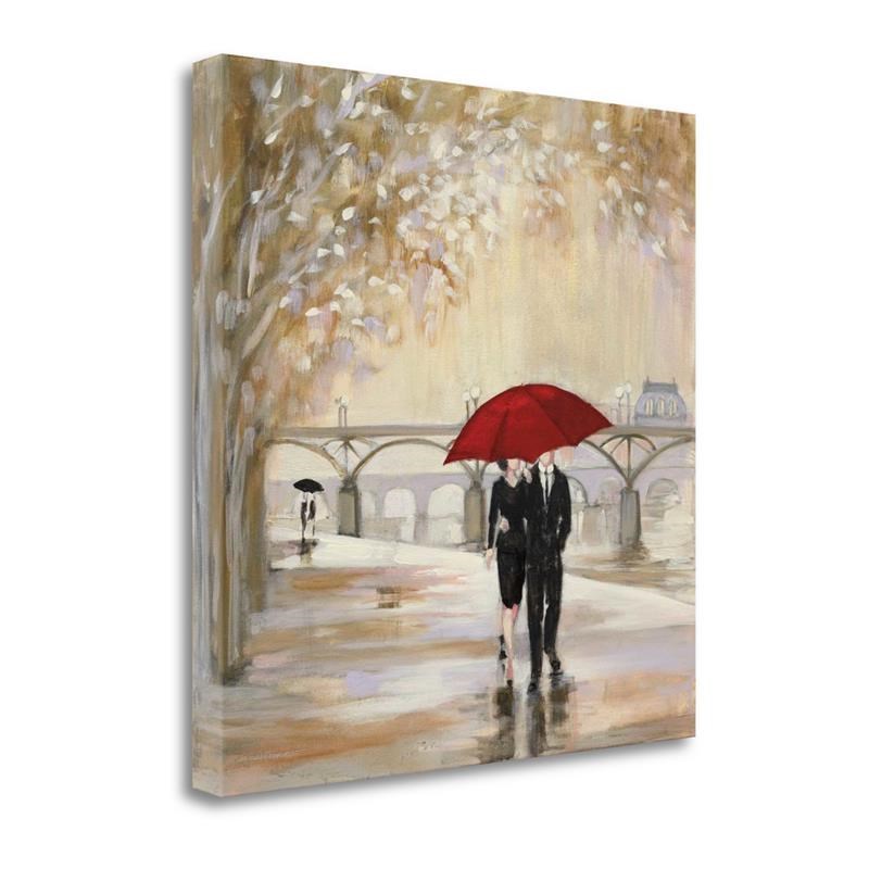18x18 Romantic Paris III Red Umbrella By Julia Purinton-CanvasFabric Multi-Color
