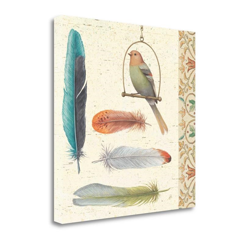 18 x 18 Feather Tales II By Daphne Brissonnet Print on Canvas Fabric Multi-Color