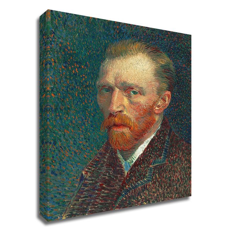 24 x 30 Self-Portrait by Vincent Van Gogh - Wall Art Print on Canvas Fabric Blue
