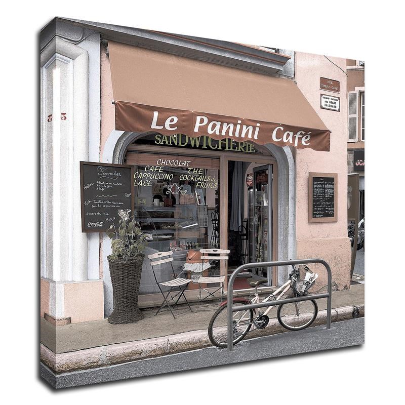 18 x 18 Le Panini Cafe by Alan Blaustein - Wall Art Print on Canvas Fabric Gray