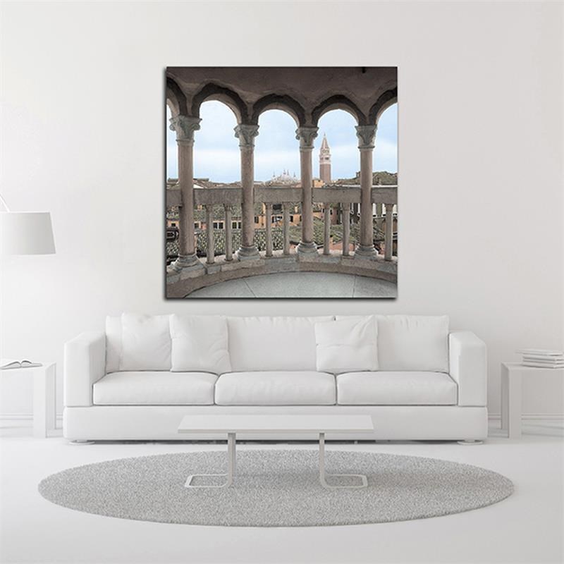 14x14 Arches with Campanile Vista by Alan Blaustein Print on Canvas Fabric Green