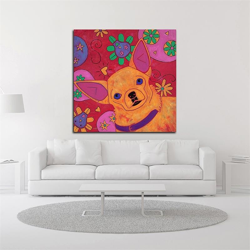 18 x 18 Bandito Mexicano by Angela Bond - Wall Art Print on Canvas Fabric Orange
