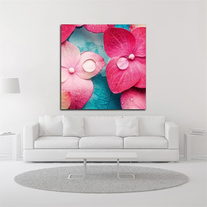 14 x 14 Pink Flowers by PhotoINC Studio - Wall Art Print on Canvas Fabric White