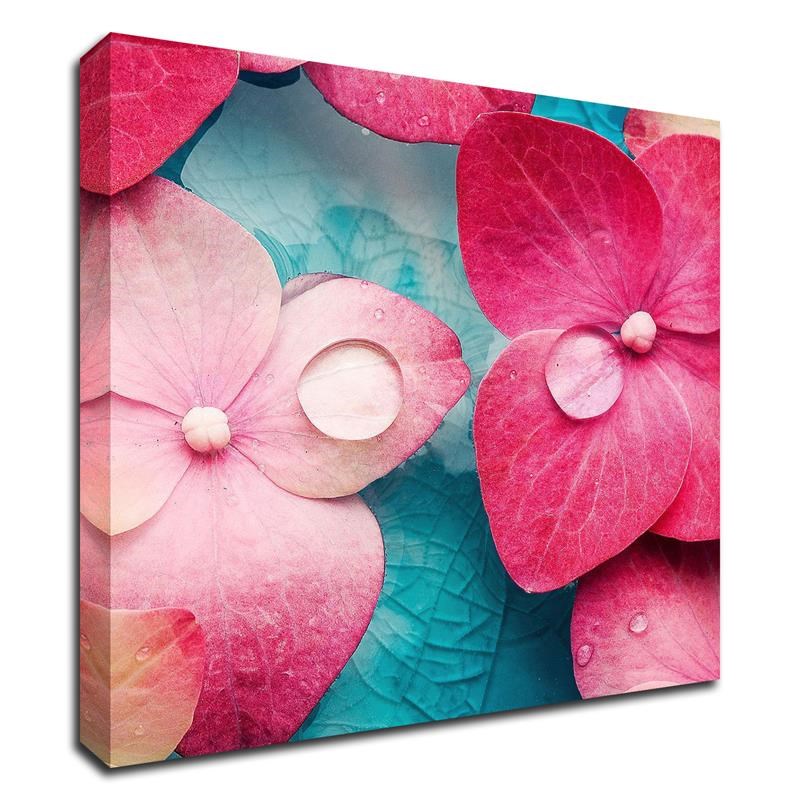 18 x 18 Pink Flowers by PhotoINC Studio - Wall Art Print on Canvas Fabric White