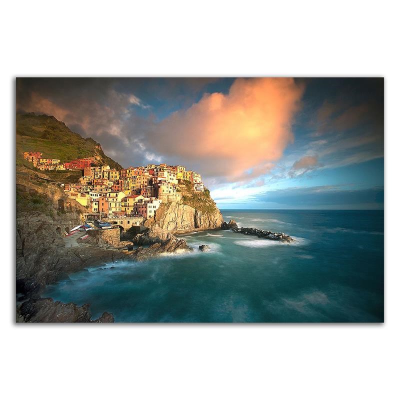 27 x 18 Cinque Terre Italia by Alan Klug - Wall Art Print on Canvas Fabric White