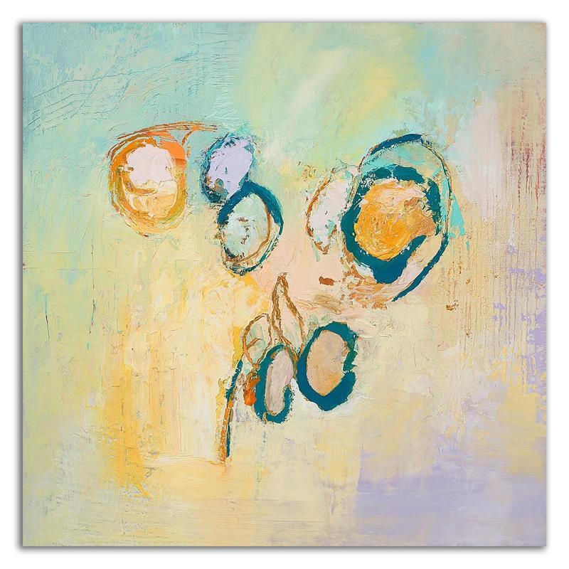 18 x 18 Sky Circles by Tracy Lynn Pristas- Wall Art Print on Canvas Fabric Beige
