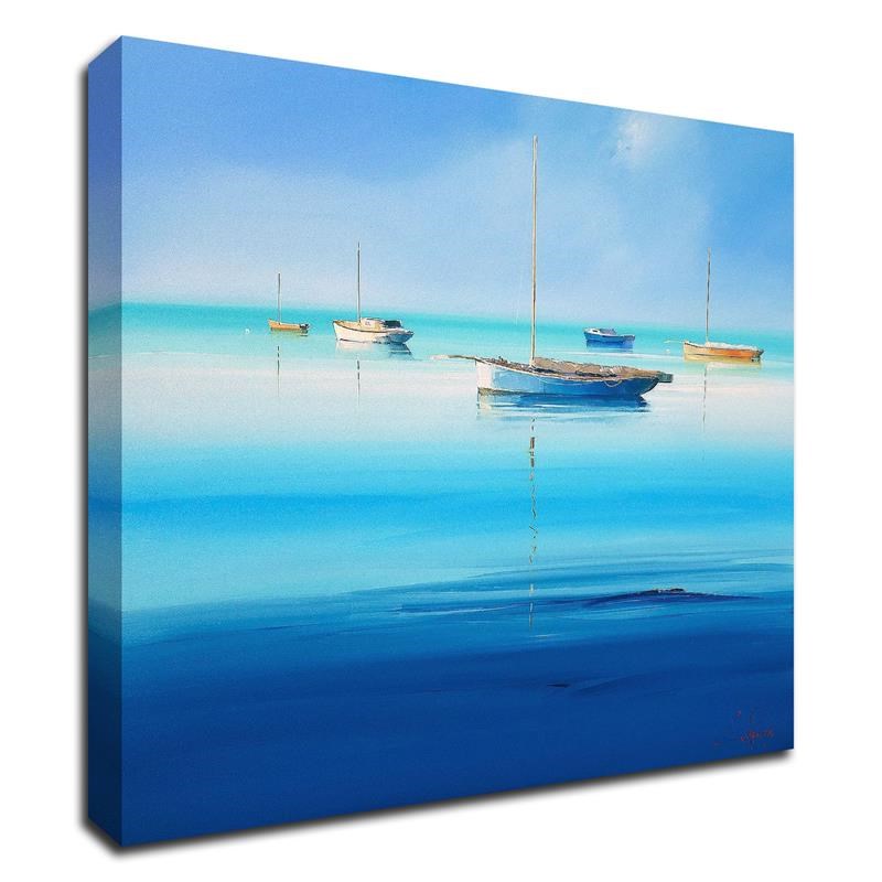 18 x 18 Blue Couta by Craig Trewin Penny - Wall Art Print on Canvas Fabric White