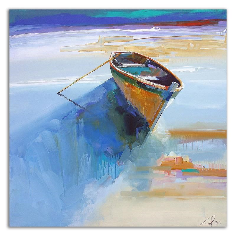 18 x 18 Low Tide 1 by Craig Trewin Penny - Wall Art Print on Canvas Fabric Blue