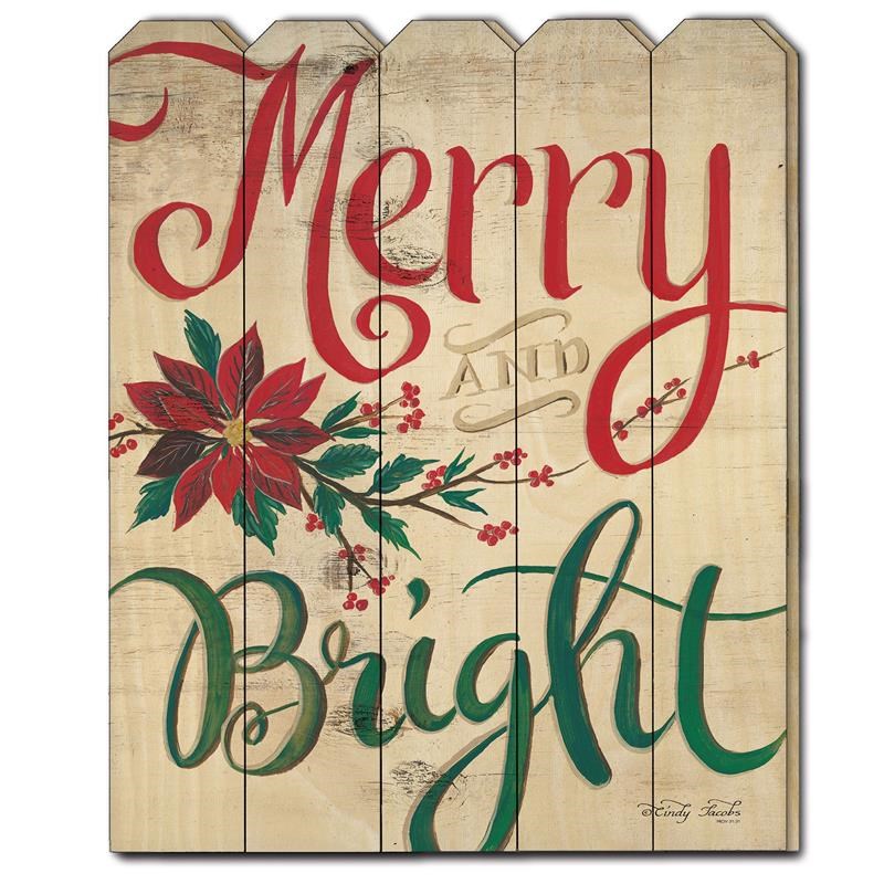Merry and Bright by Cindy Jacobs Printed Wall Art Wood Multi-Color