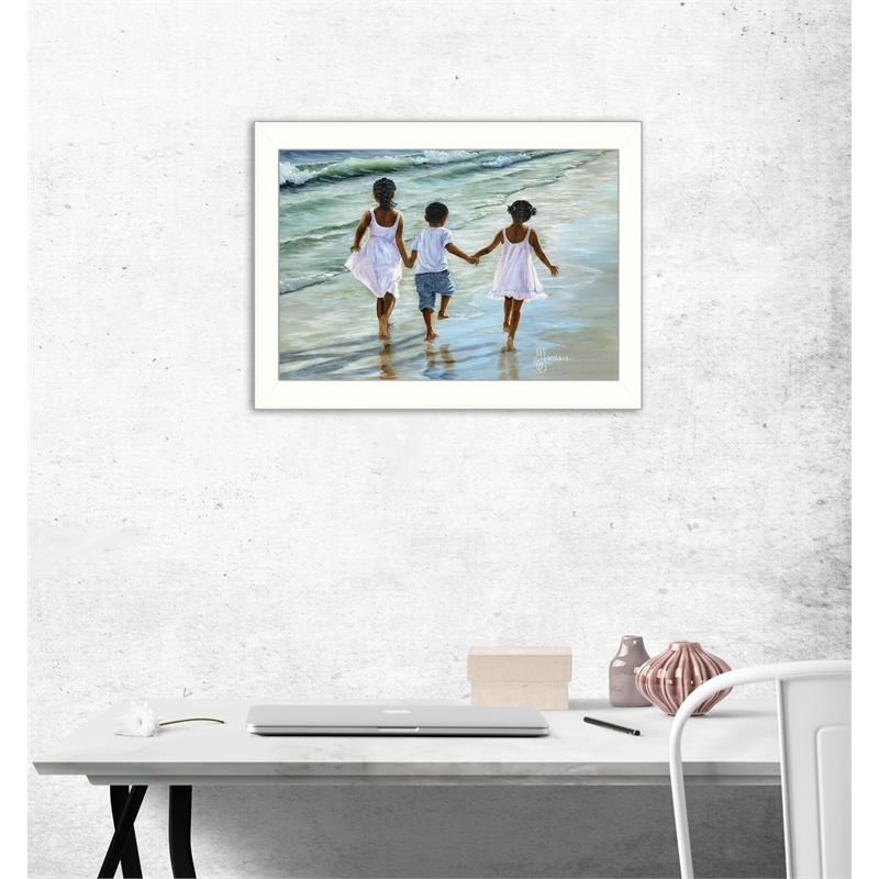 Running on the Beach By Georgia Janisse Printed Wall Art Wood Multi-Color
