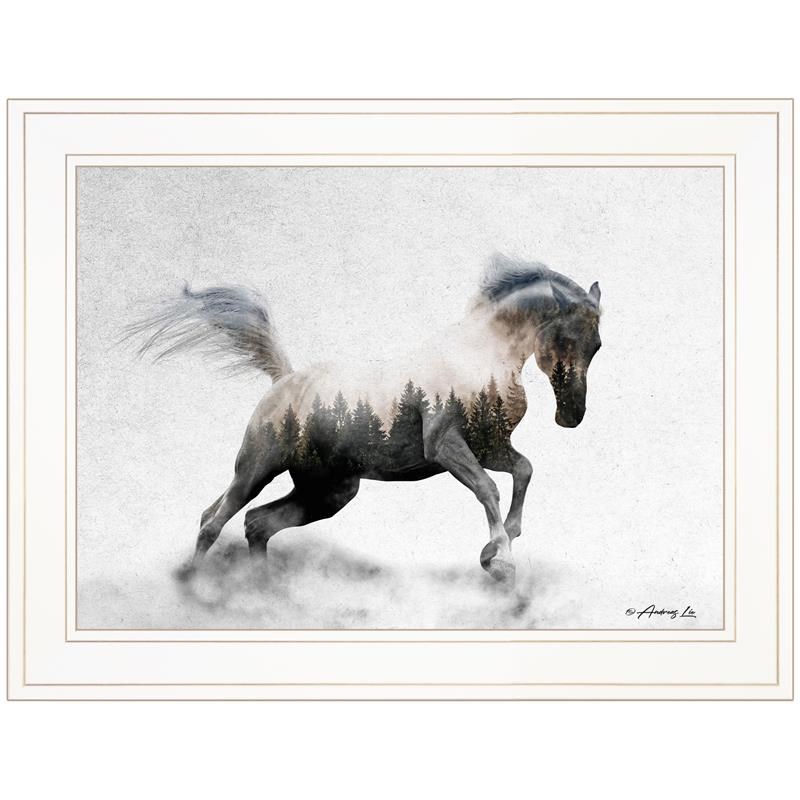Running White Stallion by Andreas Lie Printed Wall Art Wood Multi-Color