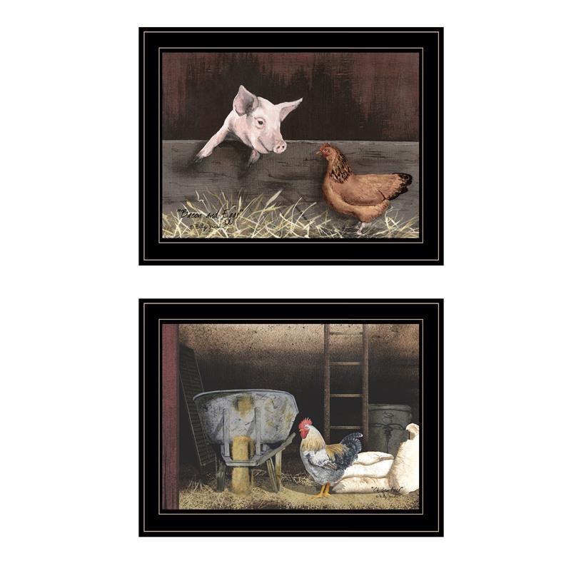 Bacon and Eggs 2-Piece Vignette by Billy Jacobs Printed Art Wood Multi-Color