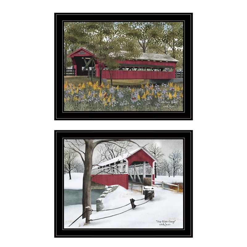 Covered Bridge Collection II 2-Piece Vignette by Billy Jacobs Wood Multi-Color