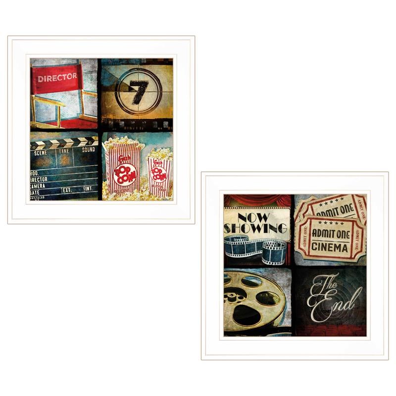 At The Movies By Mollie B Printed Framed Wall Art Wood Multi-Color
