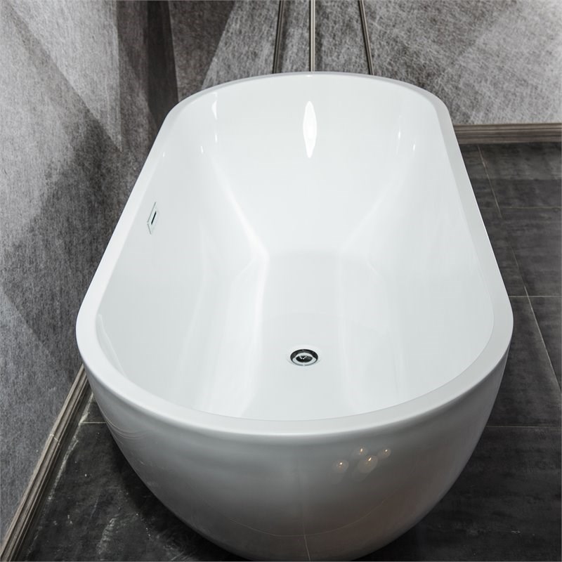 CRO Decor Solid Surface Freestanding Acrylic Bathtub in White