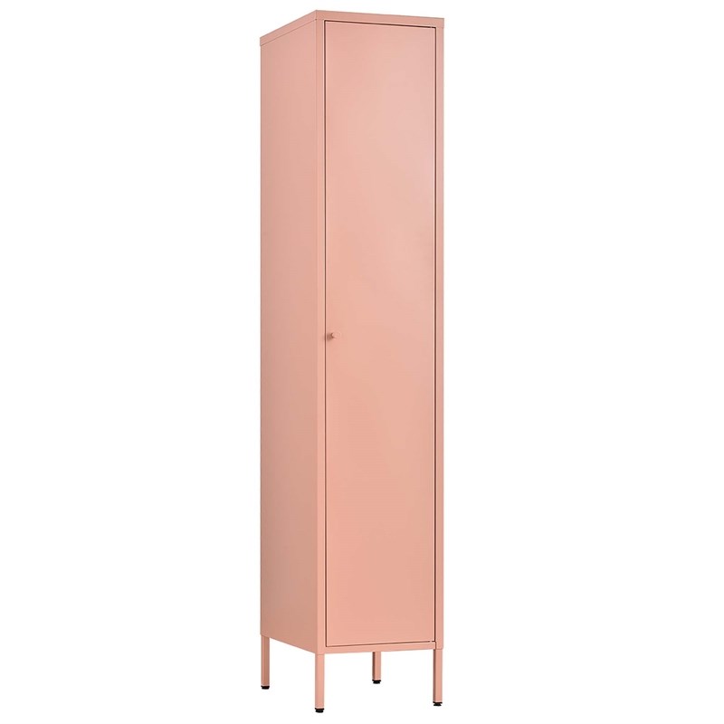 CRO Decor Metal Cabinet with 3 Levels of Adjustable Shelves and 1 Rail in Pink