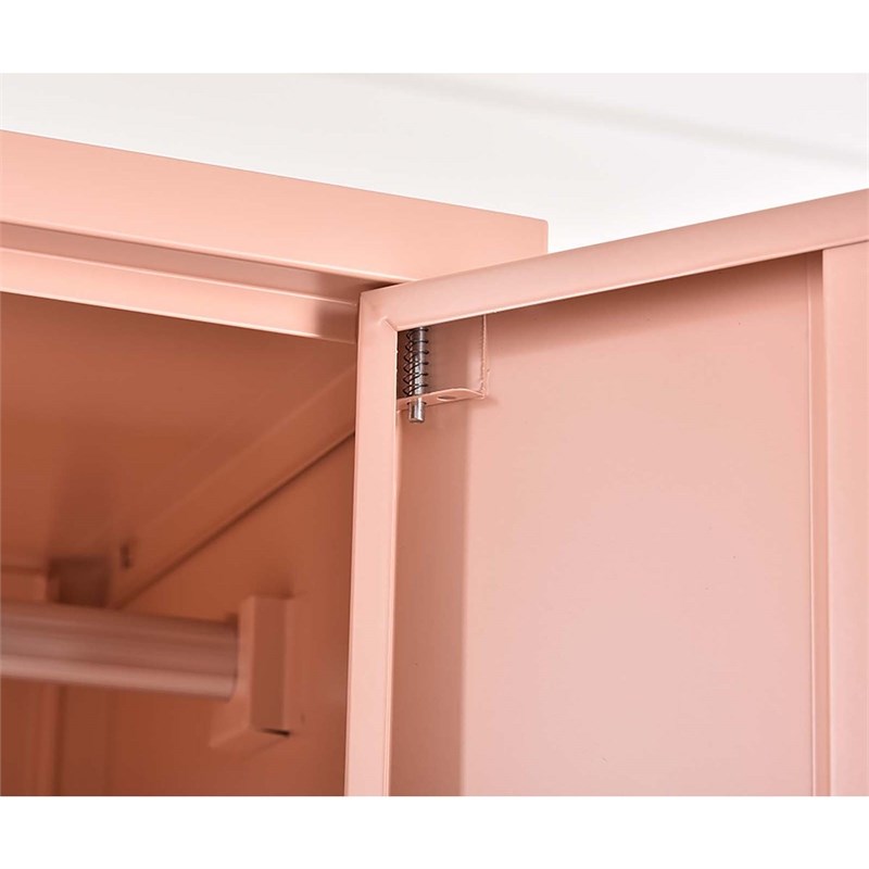 CRO Decor Metal Cabinet with 3 Levels of Adjustable Shelves and 1 Rail in Pink