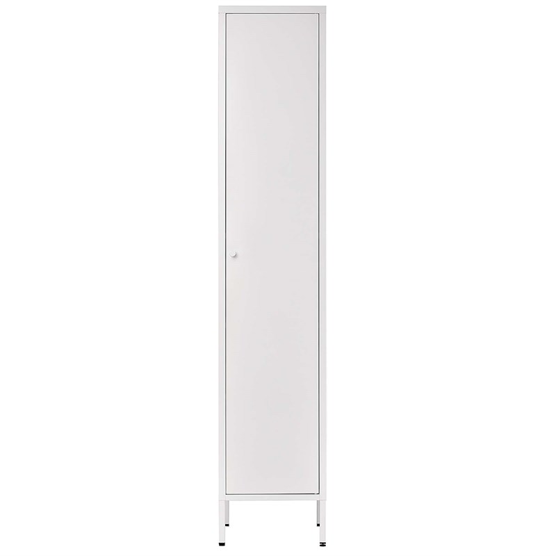 CRO Decor Metal Cabinet with 3 Levels of Adjustable Shelves and 1 Rail in White
