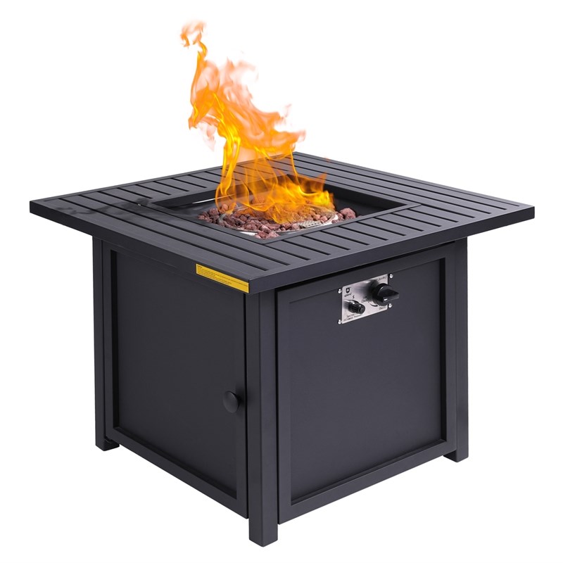 CRO Decor Upland 30' Slat Top Gas Fire Pit Table-Black