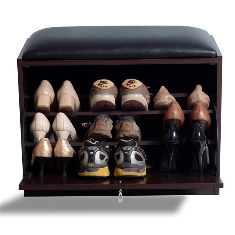 CRO Decor 9 Pair Shoe Storage Cabinet-Brown