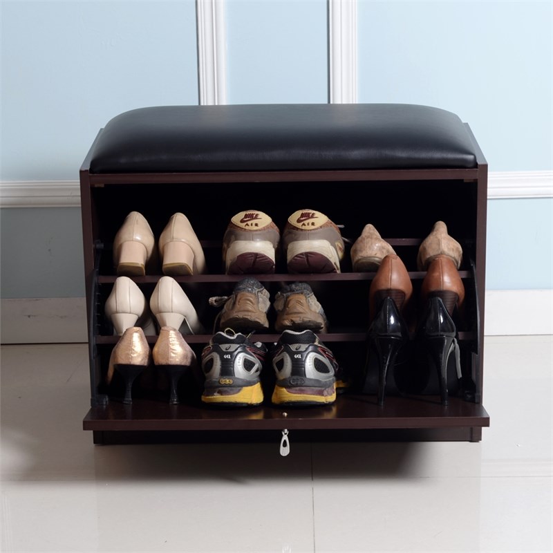 CRO Decor 9 Pair Shoe Storage Cabinet-Brown