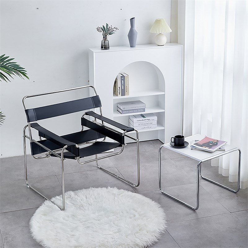 CRO Decor Marcel Breuer Steel frame Armchair Lounger Chairs(Black)