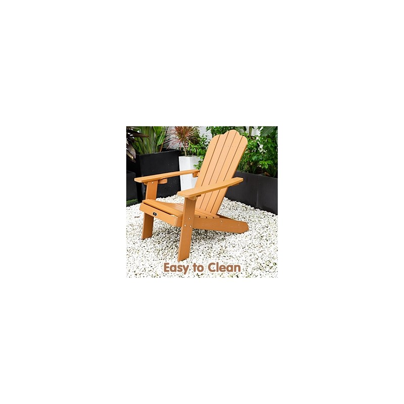 CRO Decor Adirondack Chair with Cup Holder and Fade-Resistant Plastic Wood-Brown