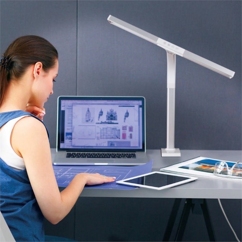 OttLite Wellness Perform LED Clamp Lamp with 3 Color Modes in White