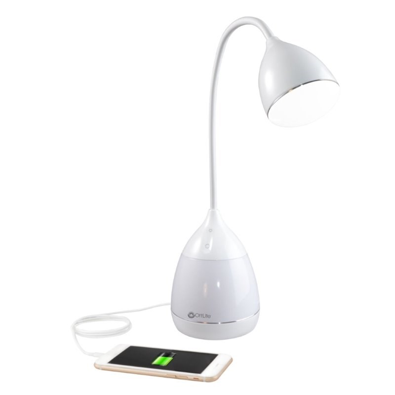 OttLite Wellness Mood LED Desk Lamp with Color Changing Base in White