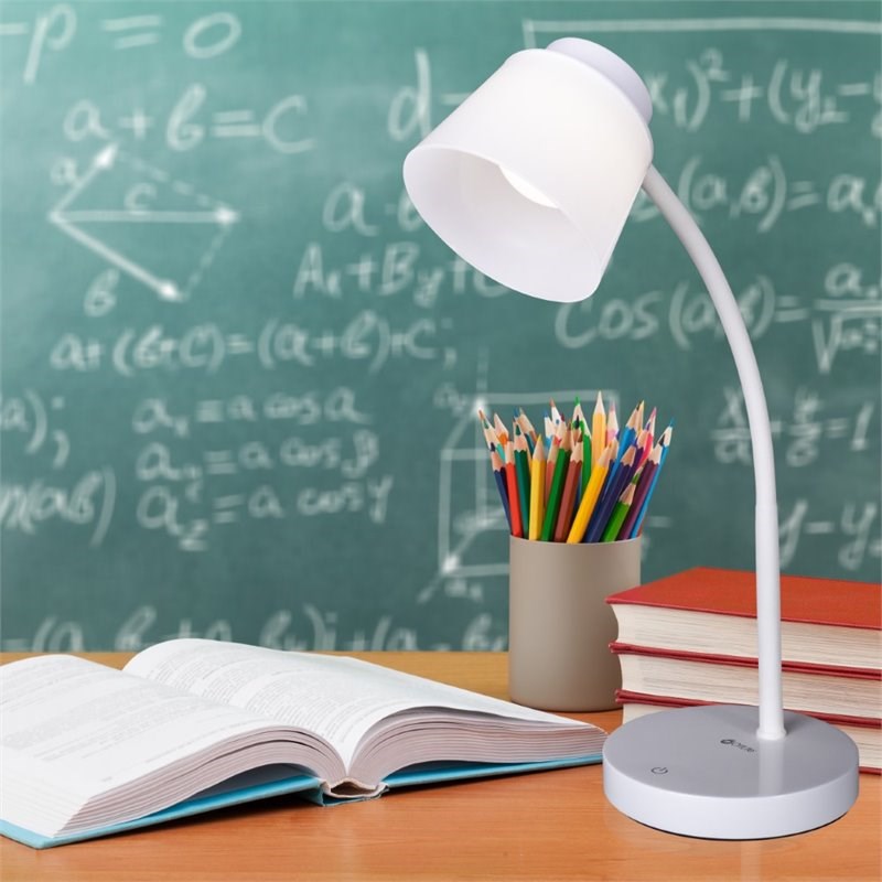OttLite Wellness Clarify LED Desk Lamp with 4 Brightness Settings in White